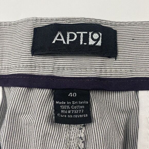 Apt. 9 Gray Striped Chino Shorts Active Waistband Sz 40 Flat Front 11" Inseam - Picture 4 of 7